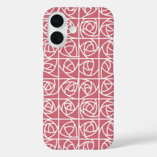 Art Deco Rose Squares Stylized Floral pink iPhone 16 Case