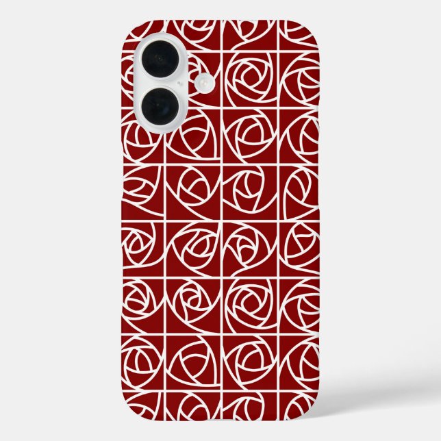Art Deco Rose Squares Stylized Floral primary red Case-Mate iPhone Case (Back)