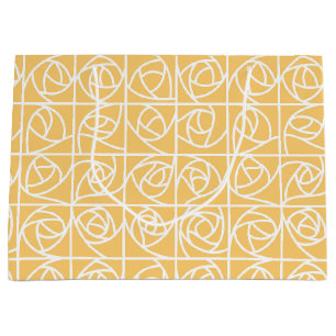 Art Deco Rose Squares Stylized Floral yellow Large Gift Bag