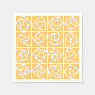 Art Deco Rose Squares Stylized Floral yellow Napkin