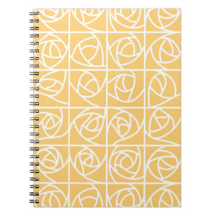 Art Deco Rose Squares Stylized Floral yellow Notebook