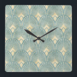 Art deco,sage Green,cream,1920’s,vintage,elegant,c Square Wall Clock<br><div class="desc">Art deco, sage Green, cream, 1920’s, vintage, elegant, chic, modern, trendy, classy, pattern</div>