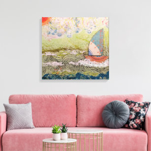 Art Deco Sailboat Canvas Print