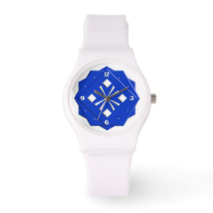 Art Deco sapphire blue geometric pattern Watch