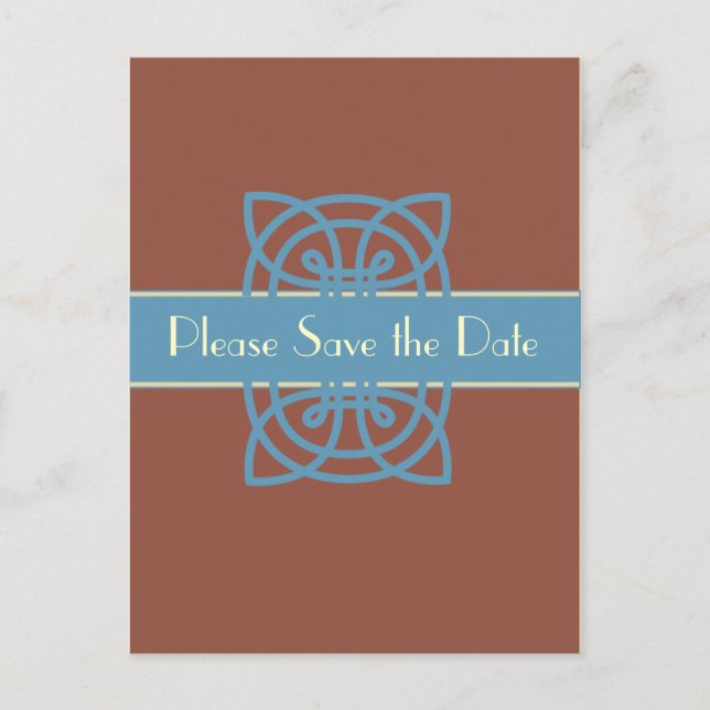 Art Deco Save the Date Announcement Postcard (Front)