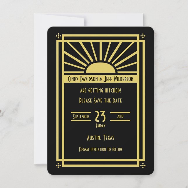 Art Deco Save the Date Invitation (Front)