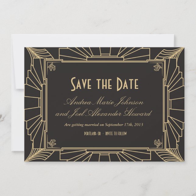 Art Déco Save the Date par Origami Prints (Devant)