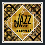 Art deco saxophone jazz black gold music poster<br><div class="desc">An art deco jazz themed design featuring a saxophone and says "jazz it up a little". Done in gold and black.</div>