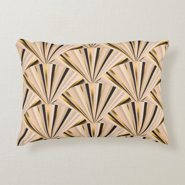 Art Deco Scales: Geometric Golden Glamour Accent Pillow (Front)