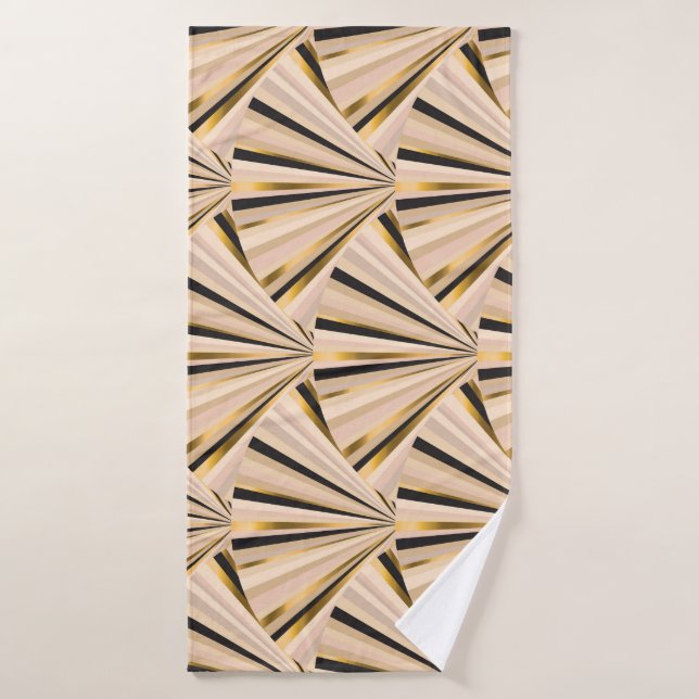 Art Deco Scales: Geometric Golden Glamour Bath Towel (Bath Towel)
