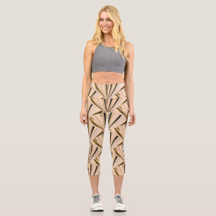 Art Deco Scales: Geometric Golden Glamour Capri Leggings