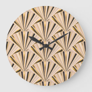 Art Deco Scales: Geometric Golden Glamour Large Clock