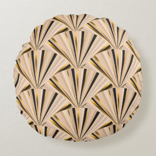 Art Deco Scales: Geometric Golden Glamour Round Pillow