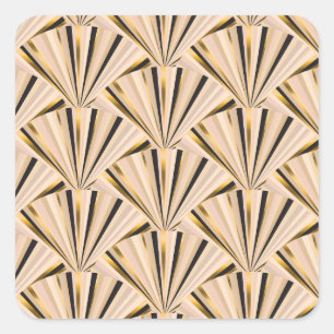 Art Deco Scales: Geometric Golden Glamour Square Sticker
