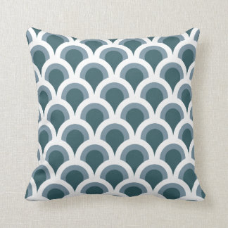 Art Deco Scales in Teal Throw Pillow