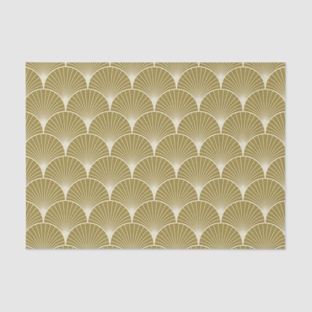 Art deco,scallop,pattern,gold,white,silver,chic, tissue paper (Front)