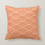 Art Deco Scallop Pattern Orange Throw Pillow<br><div class="desc">Whimsical art deco inspired scallop pattern in orange and white.</div>