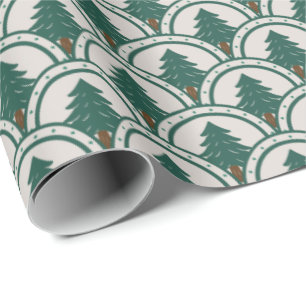 Art Deco Scalloping Evergreen Pattern Wrapping Paper