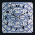 ART DECO SCANDINAVIAN BLUE by Slipperywindow Square Wall Clock<br><div class="desc">Do not let this pattern mesmerize you into another dimension of time and counter space.  That's fair warning.  Art by Slipperywindow.</div>
