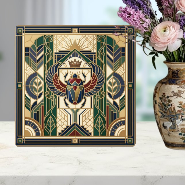 Art Deco Scarab Beetle Egyptian Sun Design Tile (Creator Uploaded)