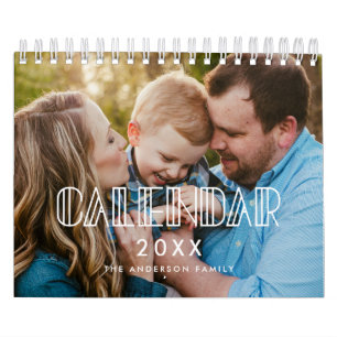 Art deco script family photo 2025 calendar