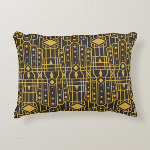 Art Deco seamless luxury geometric pattern. Golden Accent Pillow