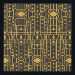 Art Deco seamless luxury geometric pattern. Golden Faux Canvas Print<br><div class="desc">Art Deco seamless luxury geometric pattern. Golden lined shape. Vintage Leaves stylish background. Abstract sea shell illustration. 
abstract, art, background, background, bedding, cool, curtain, deco, decoration, decorative, design, element, fabric, fashion, geometric, geometry, gold, golden, graphic, grid, vintage, retro, illustraion, hand drawn, ink-pen, </div>