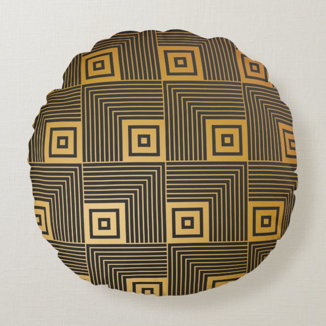 Art Deco seamless vintage wallpaper pattern Round Pillow (Front)
