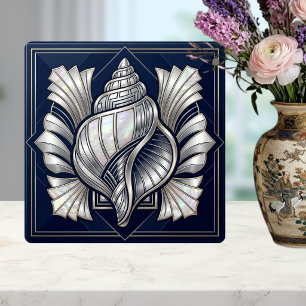 Art Deco Seashell Silver Mother of Pearl Style  Tile