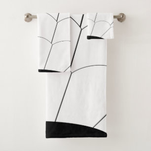 Art Deco Shell Design Black And White Bath Towel Set