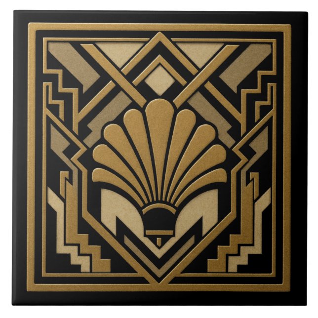 Art Deco Shell Design Tile (Front)