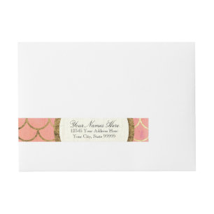 Art Deco Shell Faux Gold Foil RSVP Return Address Wraparound Address Label