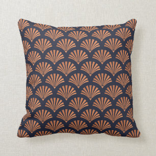 Art Deco Shell Pattern Copper Throw Pillow