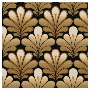 Art Deco Shell Pattern, Gold and Black Fabric