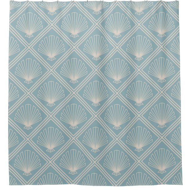 Art Deco Shell Pattern In Duck Egg Blue And Beige (Front)