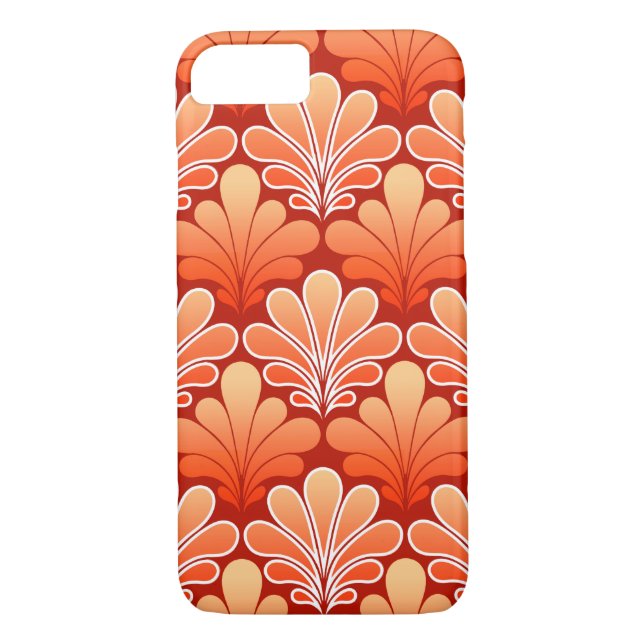 Art Deco Shell Pattern, Mandarin Orange Case-Mate iPhone Case (Back)
