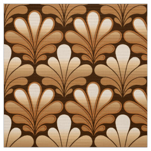 Art Deco Shell Pattern, Rose Gold and Dark Brown Fabric