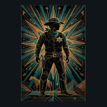 Art Deco Sheriff Poster - Geometric Cowboy Silhoue<br><div class="desc">Bring the spirit of the Old West into the modern era with this "Modern Lawman" Art Deco poster. Featuring a bold sheriff silhouette standing tall against an explosive geometric starburst, this artwork perfectly captures frontier justice through a sophisticated lens. The design is meticulously detailed with angular lines, a prominent sheriff...</div>