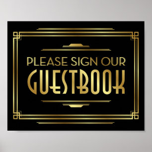 Art Déco SIGNER NOTRE GUESTBOOK SIGNALER Imprimer