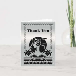 Art Deco Silver and Black Thank You Cards