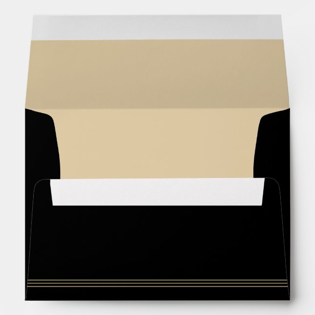 Art Deco Simple Black Gold Blank Envelope (Back (Bottom))