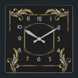Art Deco simple black Square Wall Clock<br><div class="desc">Great clock design. You will love it like others. Be free to use this design for other product you like or to customize and add your text. Follow me for more. Thank you. Have a nice day.</div>
