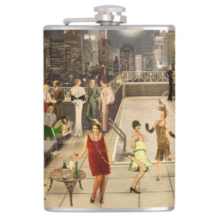 Art Déco Skyline Hip Flask