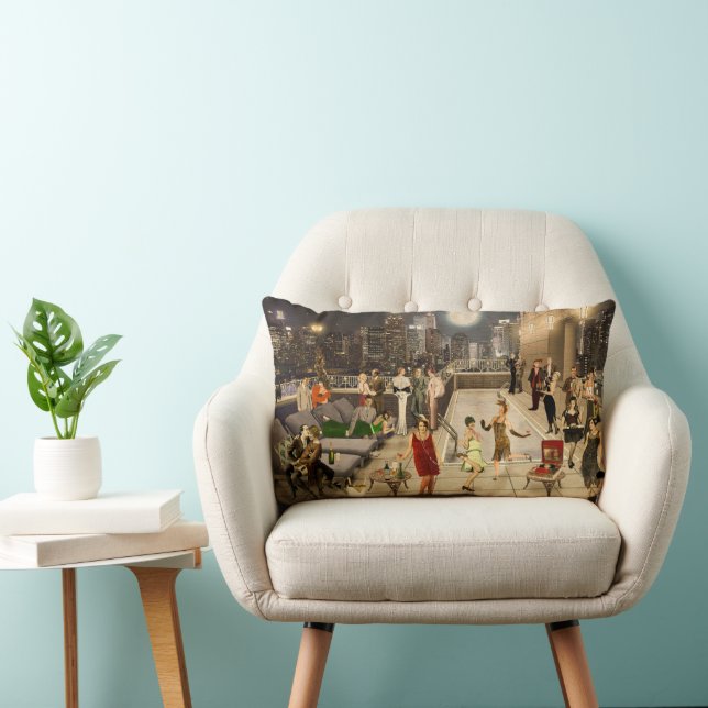 Art Déco Skyline Lumbar Pillow (Chair)