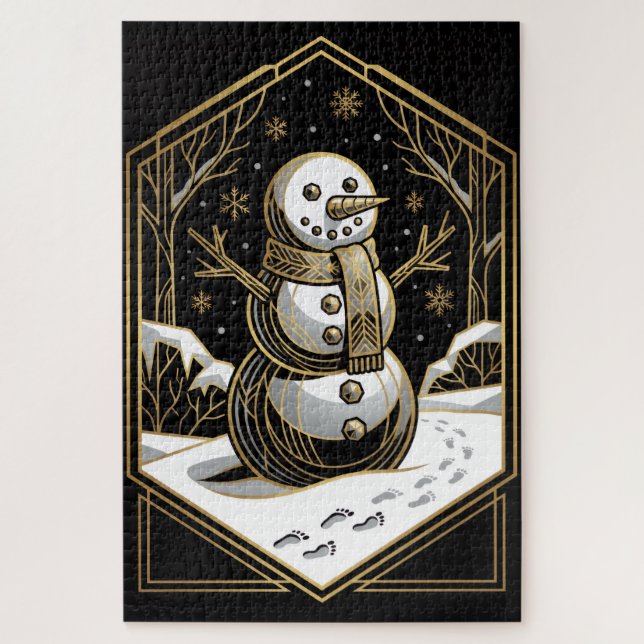 Art Deco Snowman Jigsaw Puzzle (Vertical)