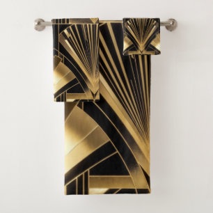 Art Déco Soleil Éclaté Noir Or Géométrique Luxe