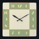 Art Deco Square Clock<br><div class="desc">Art deco style clock with vintage deco font,  design,  and colours. The stylized,  geometric,  modern look of the 1920s and 1930s deco era is reproduced to add a touch of retro class to your wall.</div>