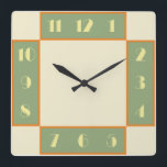 Art Deco Square Clock<br><div class="desc">Art deco style clock with vintage deco font,  design,  and colours. The stylized,  geometric,  modern look of the 1920s and 1930s deco era is reproduced to add a touch of retro class to your wall.</div>