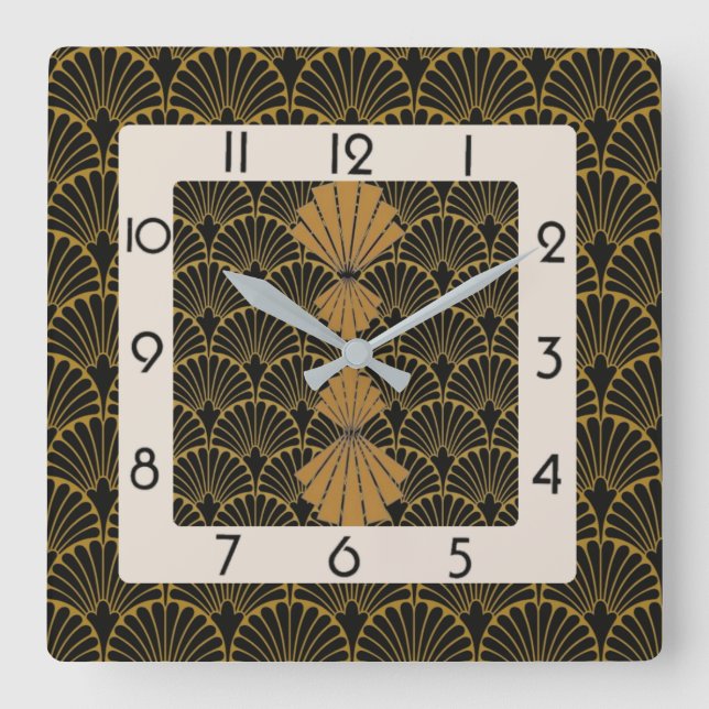 Art Deco Square Wall Clock (Front)