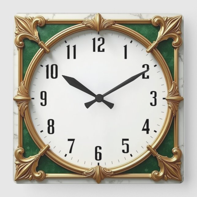 Art Deco Square Wall Clock (Front)
